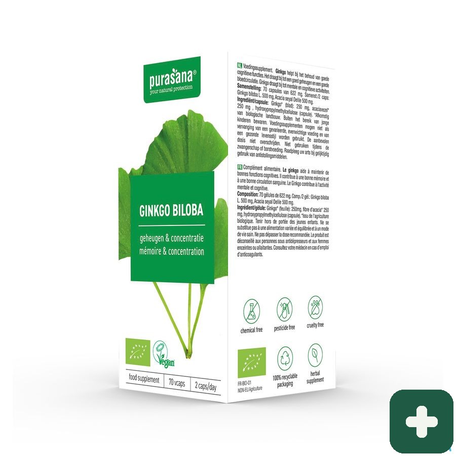 Purasana Vegan Ginkgo Biloba V-caps 70   Be-bio-02